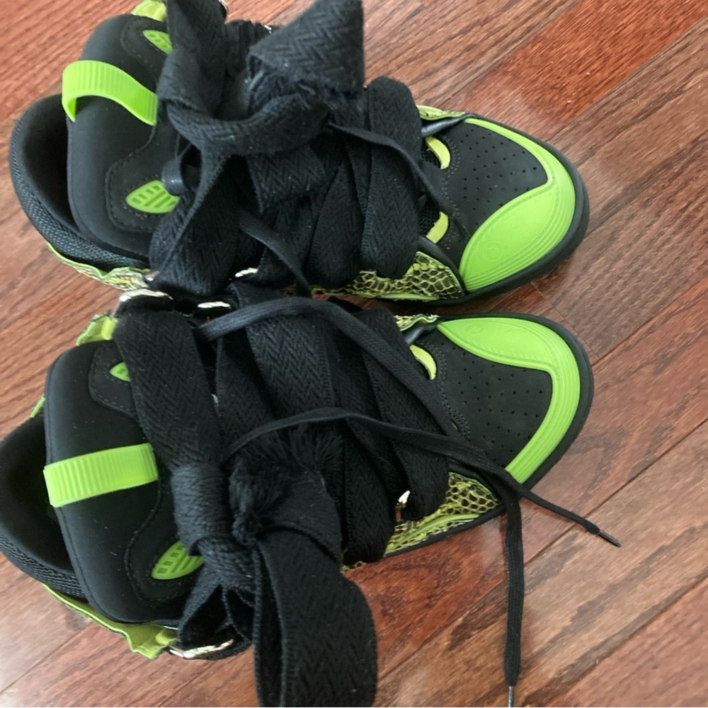 Lanvin Black and Green Sneakers with Cushioned Ankle Support